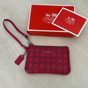 COACH Pink Pattern Wristlet W Tag